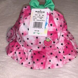 Bioworld Sun Hat Pink Strawberry Summer Baby Toddler Girl  New with tag